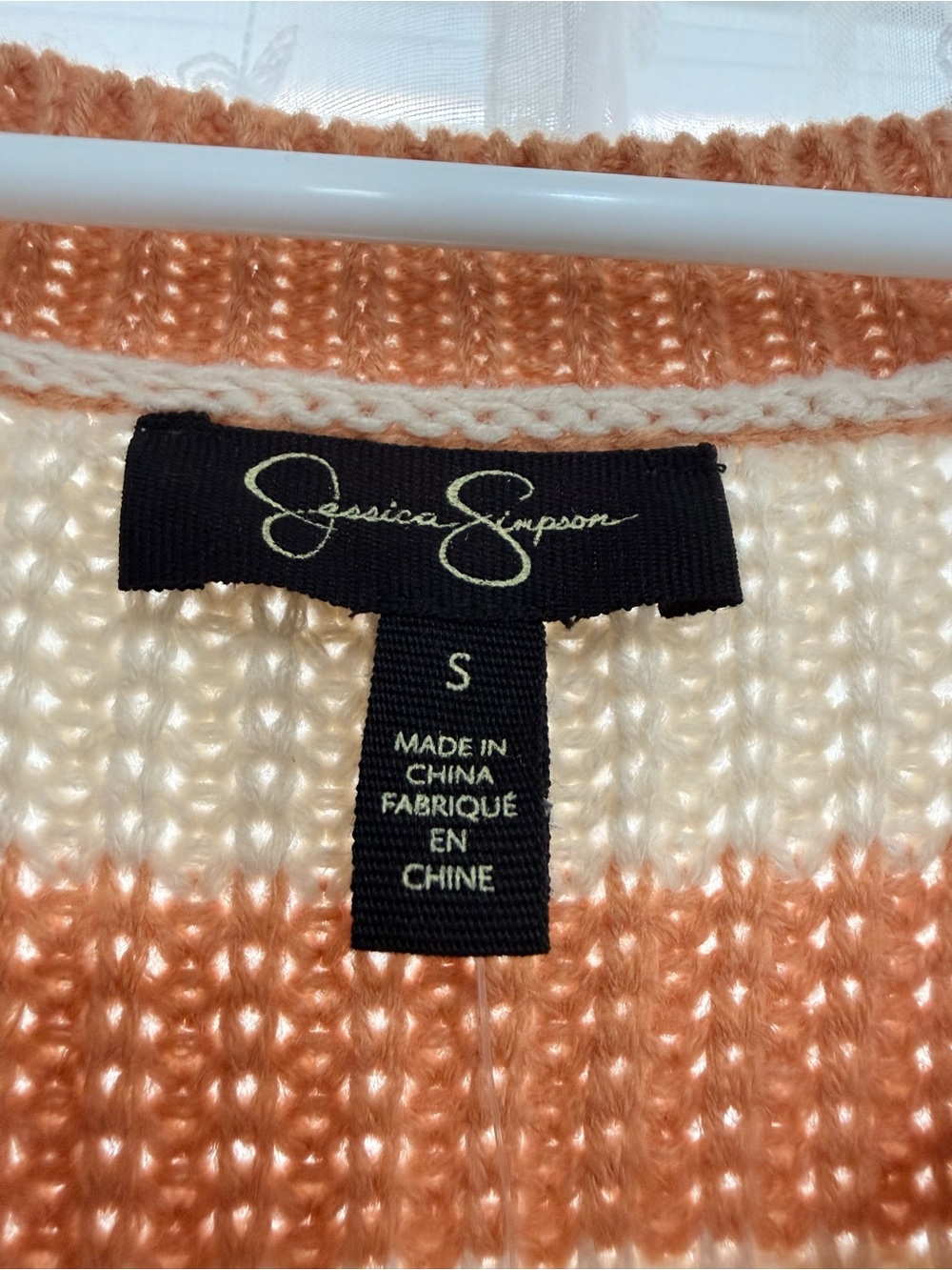 Jessica Simpson V-neck Sandstone Elmira Striped Sweater - Picture 5 of 6
